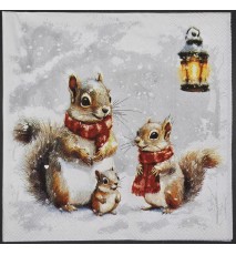 Serviette Zwei Eichhörnchen/Laterne/Schnee