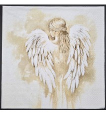 Serviette Engel-Frau beige-weiss