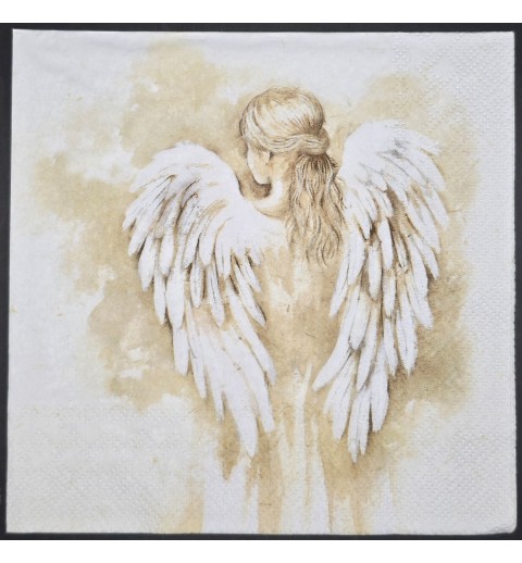 Serviette Engel-Frau beige-weiss