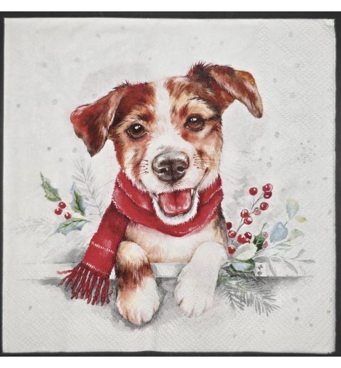 Serviette Jack Russel mit Schal/Schnee