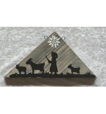 Schild Dreieck Mädchen mit Ziegen geflammt/weiss
