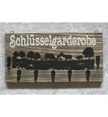 Schlüsselgarderobe  Metall Kühe/geflammt-weiss