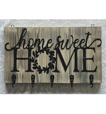 Garderobe Home sweet Home Metall/Holz geflammt-weiss