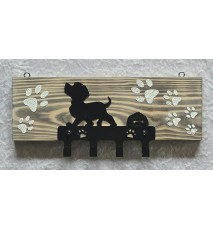 Garderobe Hund mit Napf Metall/Holz geflammt-weiss