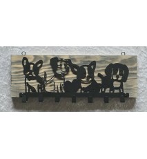 Garderobe Verschiedene Hunde Metall/Holz geflammt-weiss