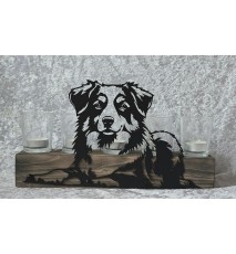 Kerzen Balken Border Collie liegend schwarz