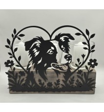Kerzen Balken Border Collie/Herz schwarz