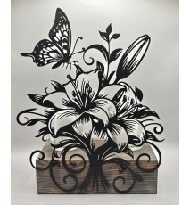 Kerzen Balken Lilie und Schmetterling schwarz