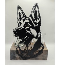 Kerzen Balken Schäferhund Kopf schwarz