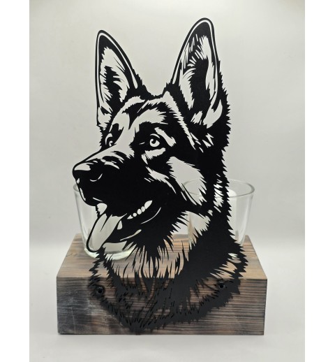 Kerzen Balken Schäferhund Kopf schwarz