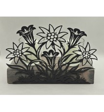 Kerzen Balken Edelweiss und Enzian schwarz