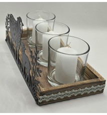 Kerzen Holzkistchen Schaf mit Lamm schwarz