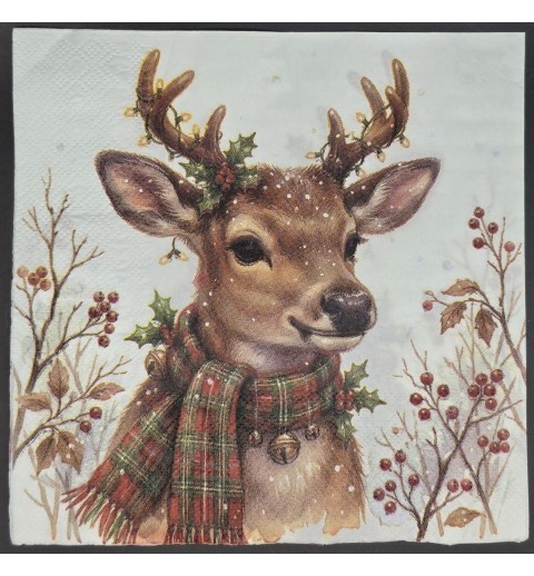 Serviette Hirsch mit Schal