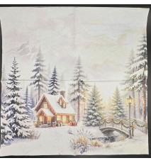Serviette Waldlandschaft im Winter mit Haus