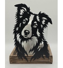 Kerzen Kistchen Border Collie Kopf schwarz