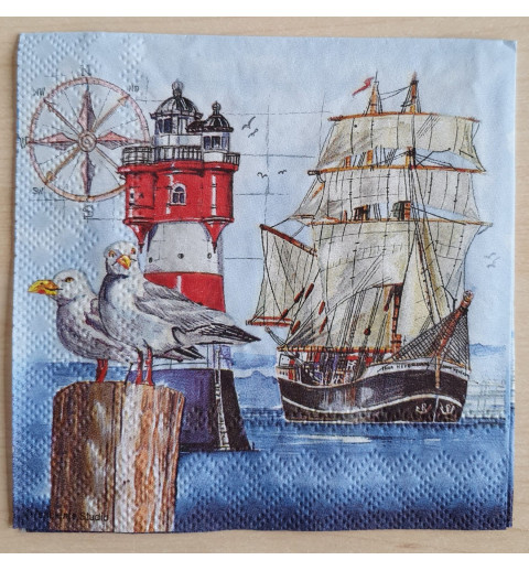 Servietten Leuchtturm/Schiff