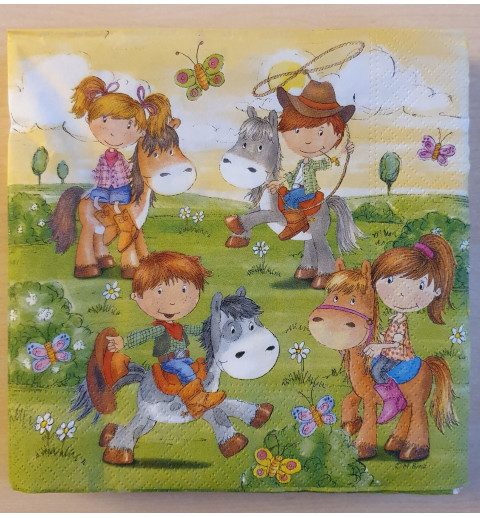 Servietten reitende Kinder