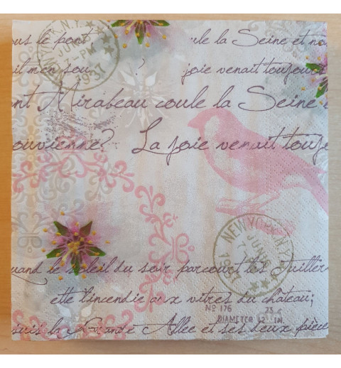 Servietten Schrift/Vogel