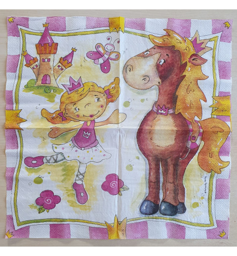 Servietten Prinzessin und Pferd