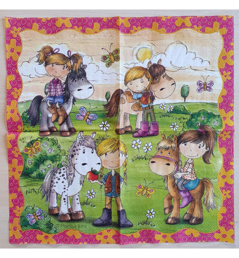 Servietten Mädchen und Ponys