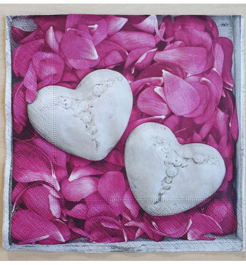 Servietten Stein Herzen/Rosenblätter