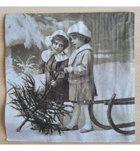 Servietten Mädchen mit Tannenbaum