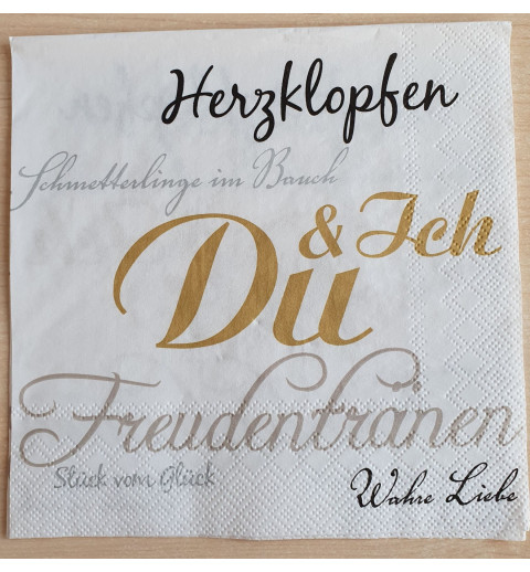Servietten Herzklopfen gold