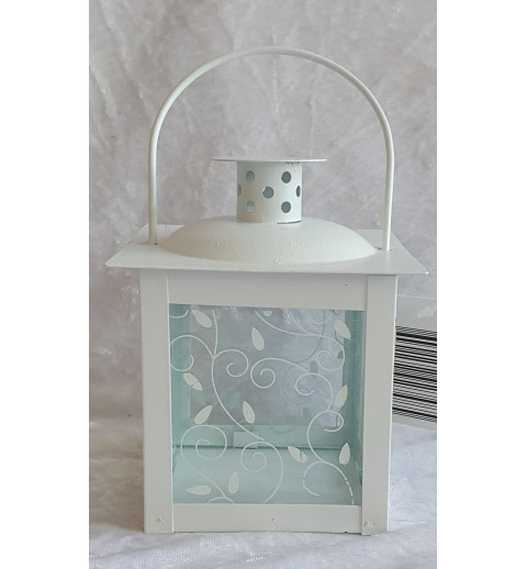Laterne Metall/Glass weiss