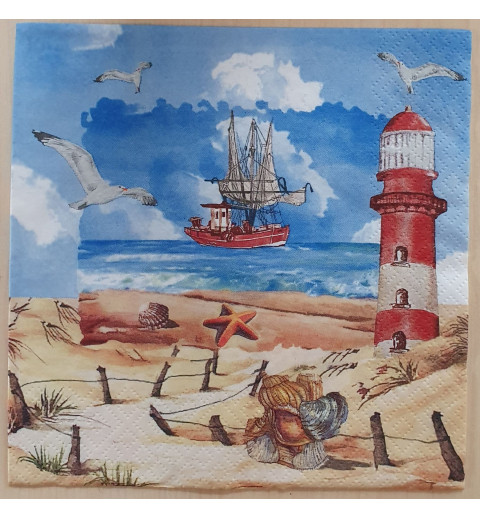 Servietten Leuchtturm/Schiff