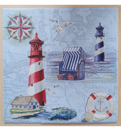 Servietten Leuchtturm/Strandkorb
