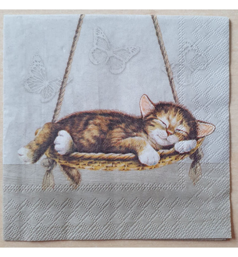 Servietten Katze in Hängematte