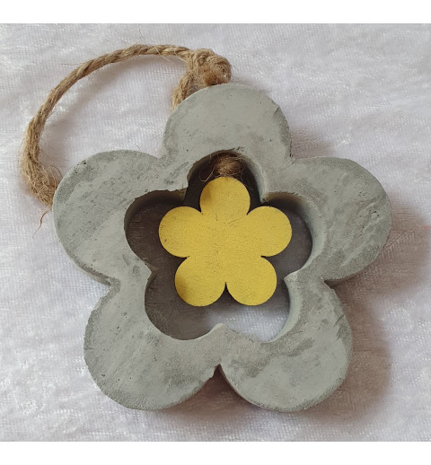 Beton Blume zum Hängen gelb