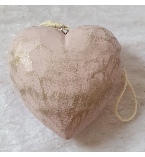 Holz Herz rosa/gold