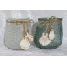 Windlicht Glas Muscheln weiss