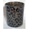 Windlicht Glas Leopard anthrazit