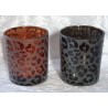 Windlicht Glas Leopard anthrazit
