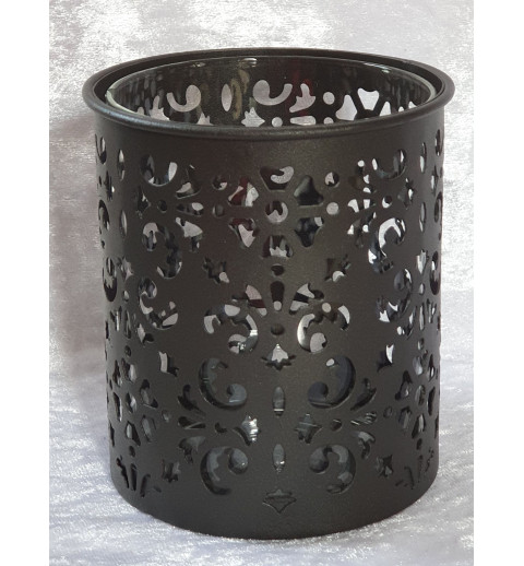 Windlicht mit Glas schwarz
