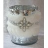 Windlicht Glas silber/weiss