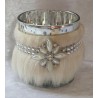 Windlicht Glas silber/beige
