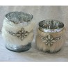 Windlicht Glas silber/beige