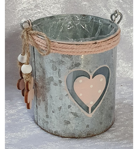 Windlicht Metall und Glas rosa