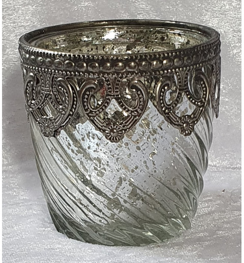 Windlicht Glas silber