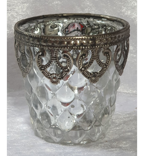 Windlicht Glas silber