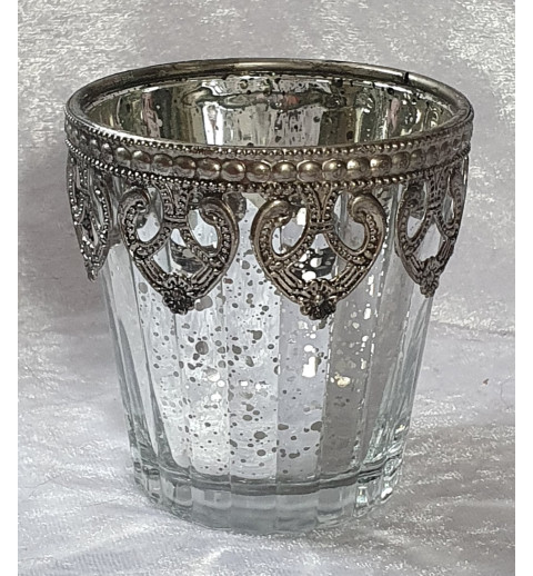 Windlicht Glas silber