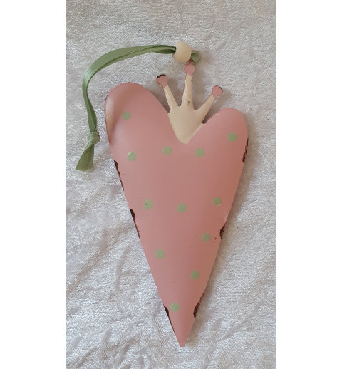 Metall Herz mit Krone rosa