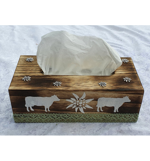Kleenexbox Holz Edelweiss