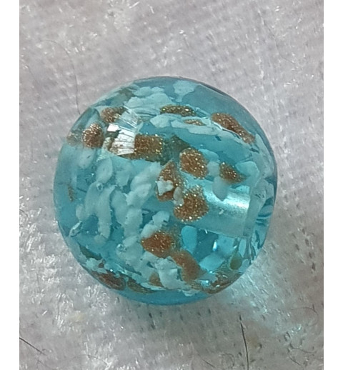 Glasperlen hellblau/gold