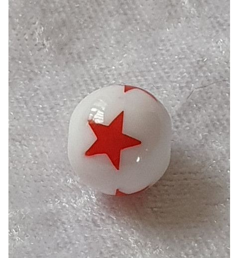 Kunststoffperlen Sterne weiss/rot