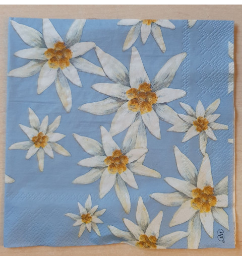 Serviette Edelweiss blau