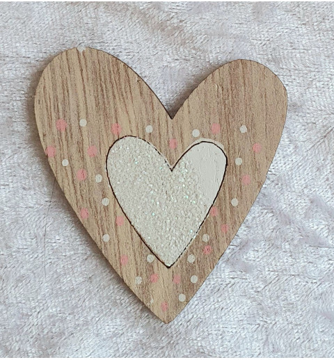 Holzherz weiss/glitzer